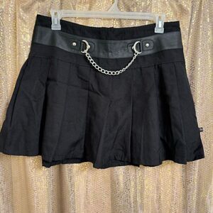 Hot Topic Royal Bones Daang Goodman Goth Punk Black Pleated Chain Skirt XL